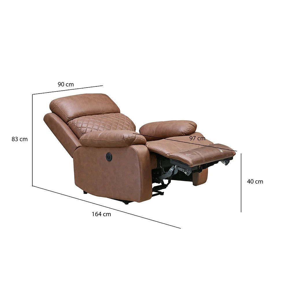 Nashville 1 Seater Electric Sofa Recliner-Brown