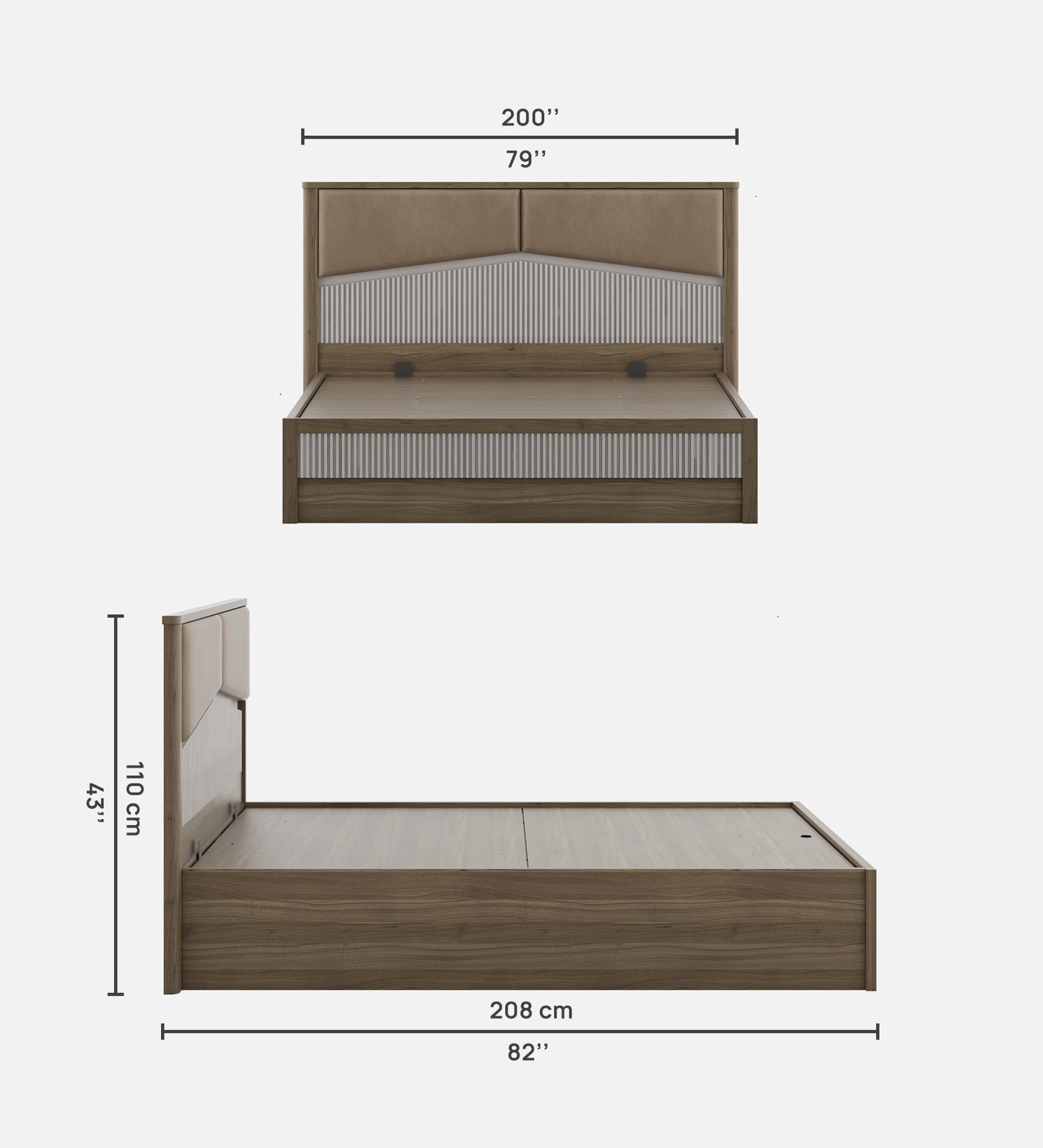 Nora King bed full lift on with top plank