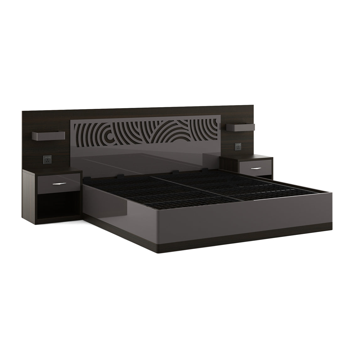 Ripples King bed with 3/4th lift on Storage