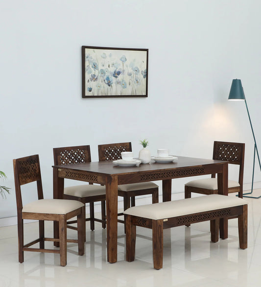 Nector 6 Seater Dining Set-Walnut