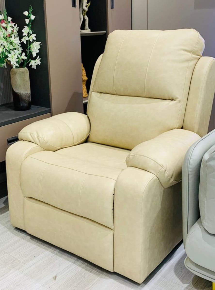 Single Seater Manual Recliner-Cream