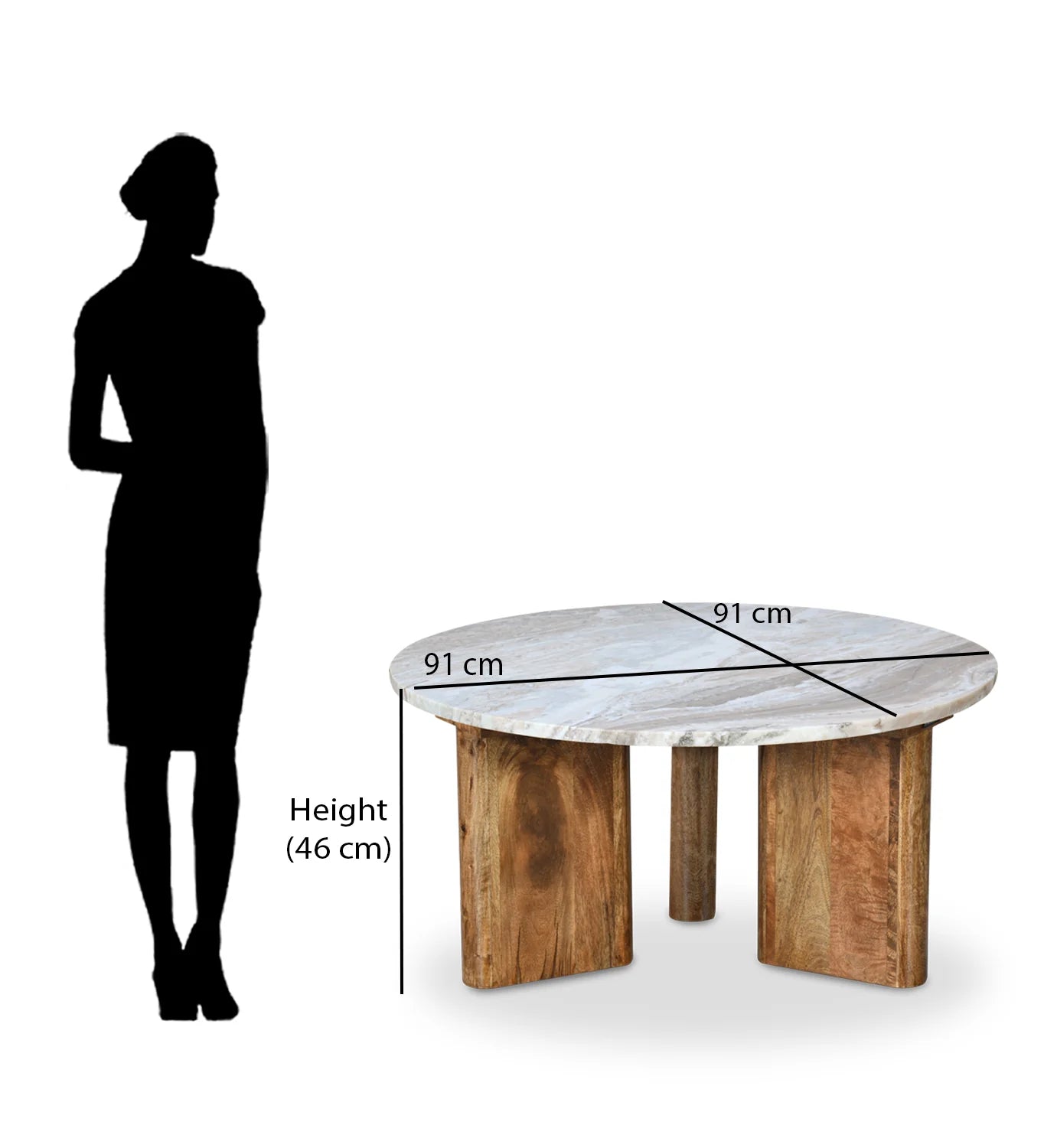 Athena Wooden Marble Table