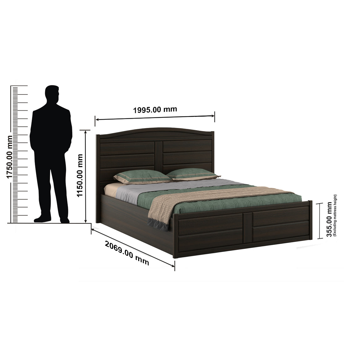 Verona King bed with 3/4th lift on Storage