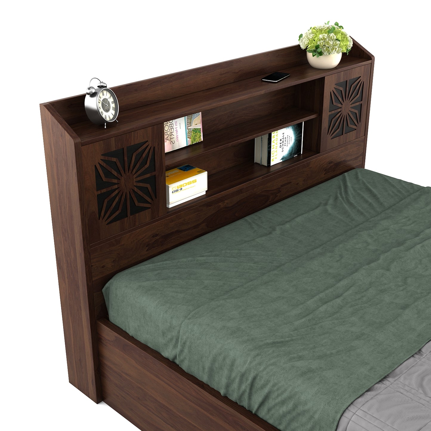 Flora King bed with 3/4th lift on storage